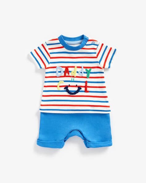 Mothercare Striped Rompers with Fleece Applique