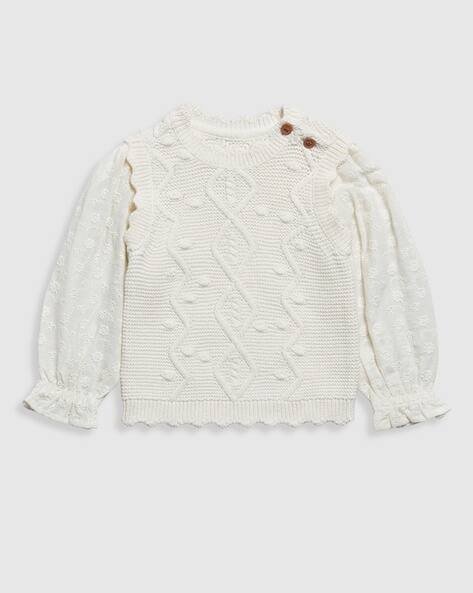 Mothercare Girls Cable-Knit Round-Neck Cotton Sweatshirt