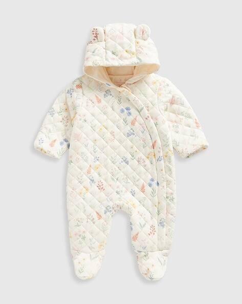 Mothercare Girls Quilted Hooded Sleepsuit