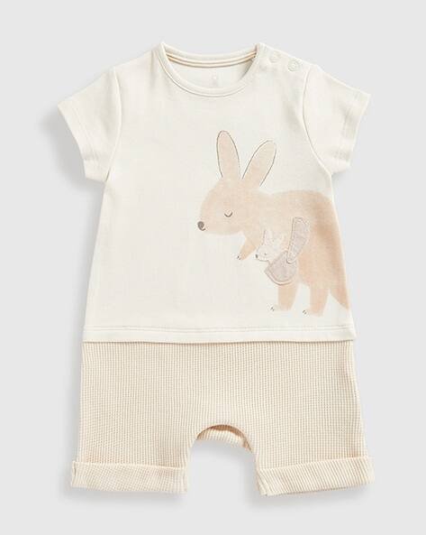 Mothercare Unisex Kangaroo Print Cotton Rompers