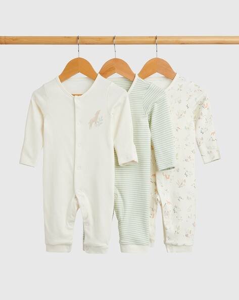 Mothercare Unisex Pack of 3 Printed Cotton Footless Sleepsuits