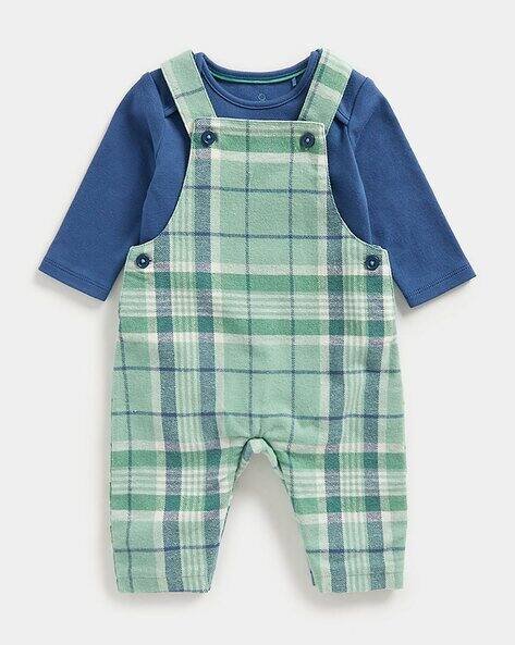 Mothercare Checked Dungarees & Onesies Set