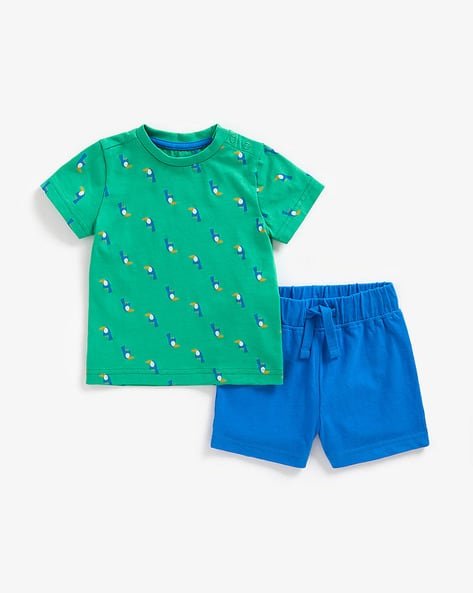 Mothercare Printed Crew-Neck T-shirt with Shorts