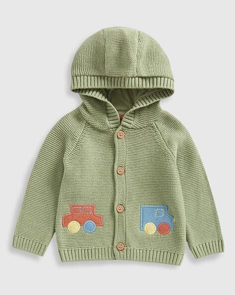 Mothercare Boys Embroidered Cotton Hooded Cardigan