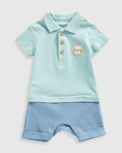 Mothercare Boys Striped Cotton Rompers