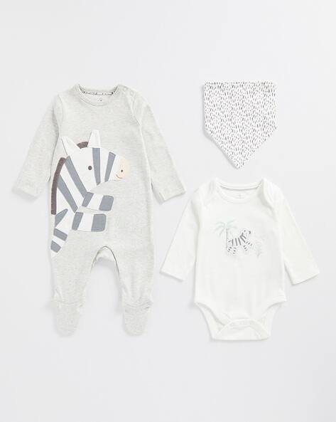 Mothercare Printed Bodysuit & Sleepsuit with Bib