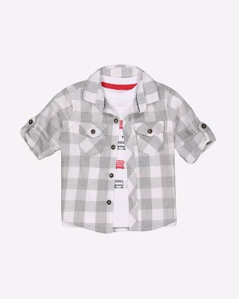 Mothercare Checked Shirt & Printed Crew-Neck T-shirt Set