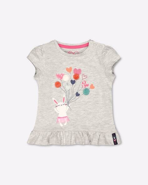 Mothercare Crew-Neck T-shirt with Ruffled Hemline