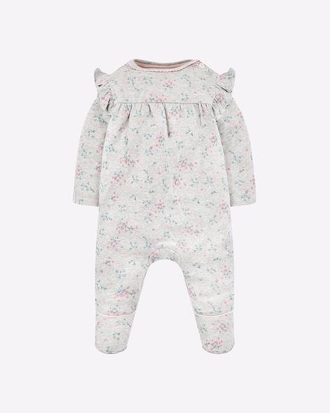 Mothercare Floral Print Sleepsuit with Ruffled Panels