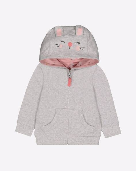 Mothercare Zip-Front Hoodie with Bunny Embroidery
