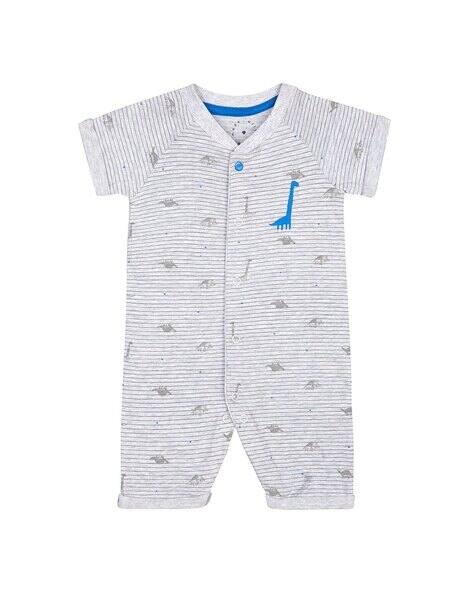 Mothercare Striped Button-Down Rompers with Upturned Hems