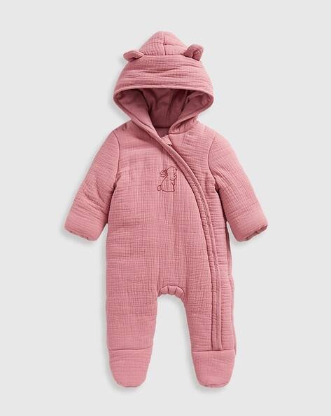 Mothercare Girls Crinkled Hooded Sleepsuit
