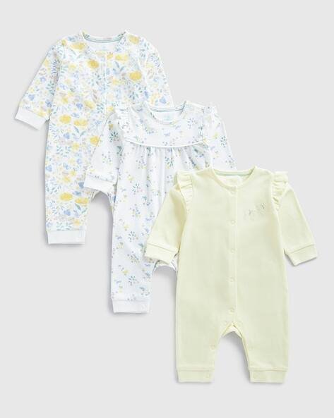 Mothercare Girls Pack of 3 Printed Cotton Bodysuits