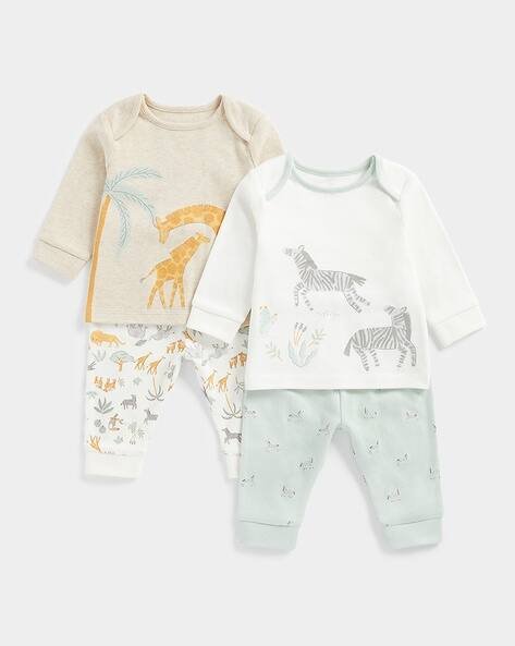 Mothercare Pack of 2 Little Zoo Print Top & Pyjamas Set