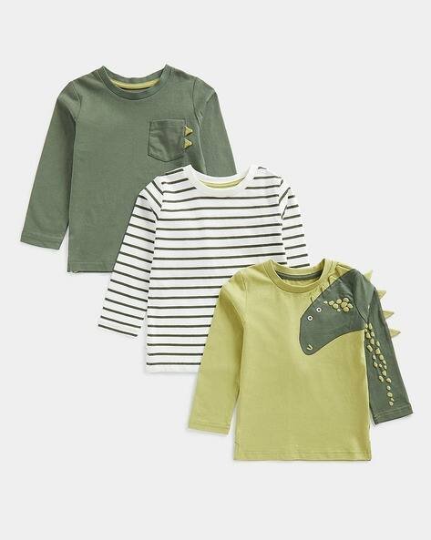 Mothercare Pack of 3 Jurassic Museum Full-Sleeves Round-Neck T-Shirts