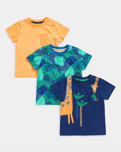 Mothercare Pack of 3 Printed Round-Neck T-Shirts