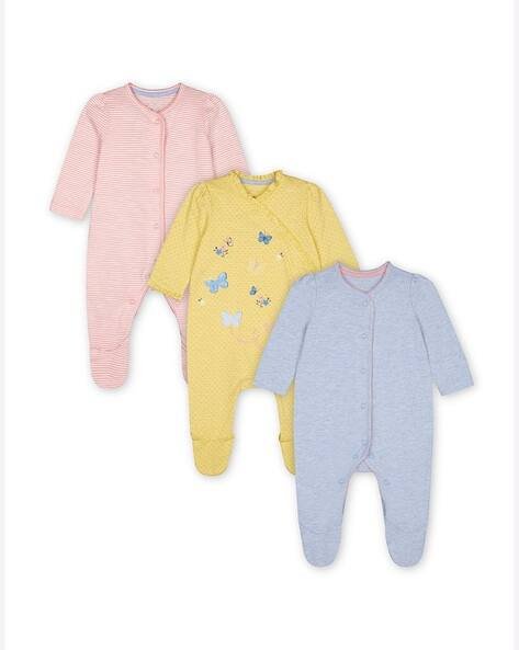 Mothercare Pack of 3 Printed Sleepsuits with Footie