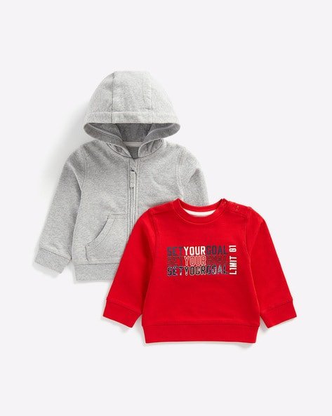 Mothercare Printed Sweatshirt with Hoodie