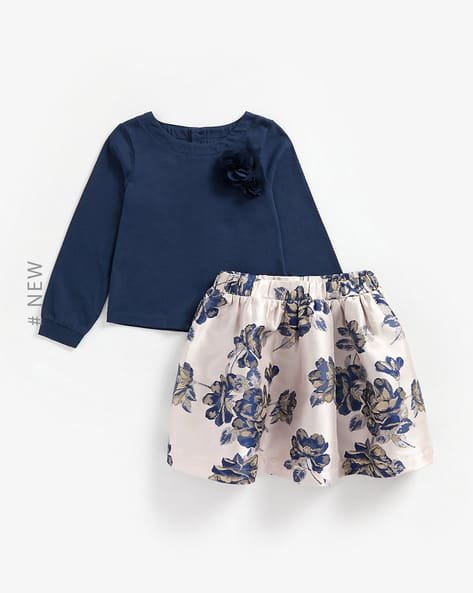 Mothercare Top with Floral Woven Skirt