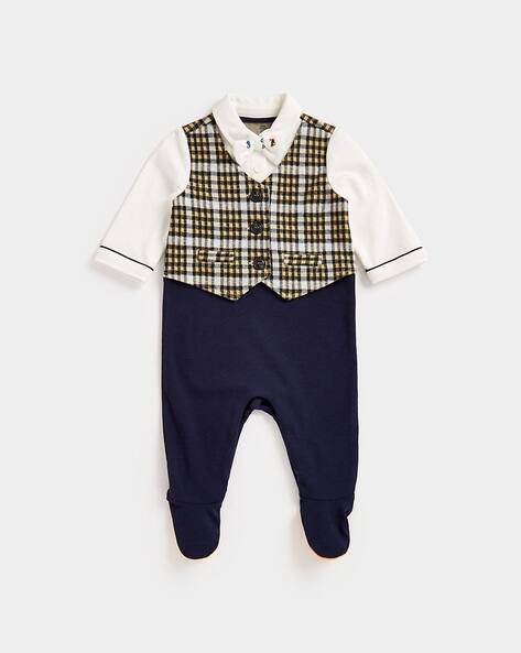 Mothercare Checked Bodysuits with Bow Accent
