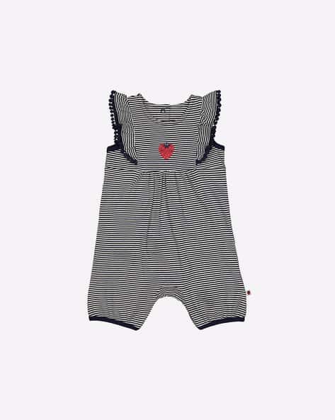 Mothercare Striped Rompers with Ruffled Sleeves