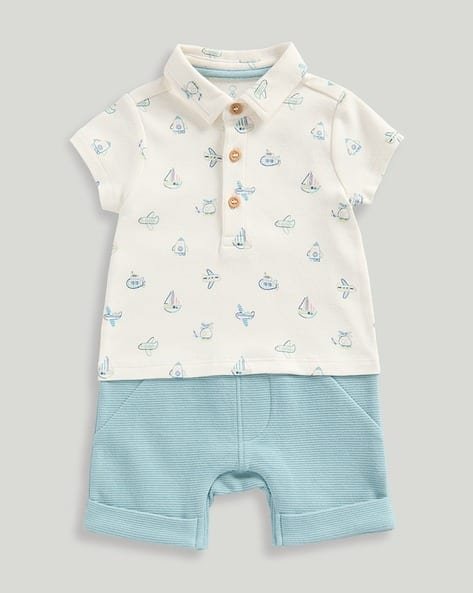 Mothercare Boys Printed Cotton Rompers