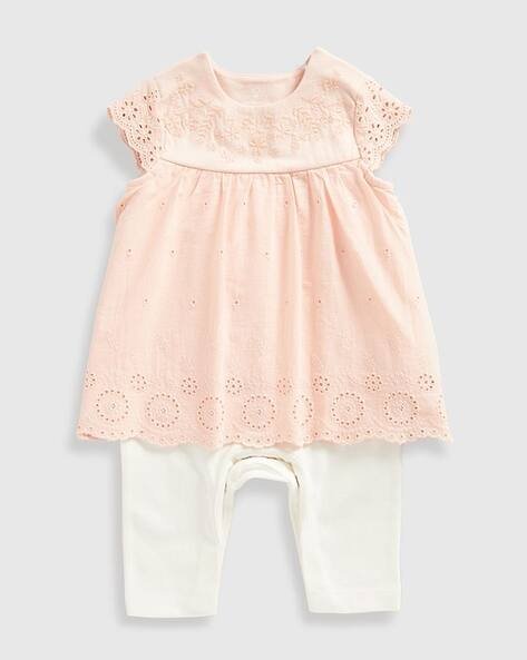 Mothercare Girls Schiffli Embroidered Cotton Rompers