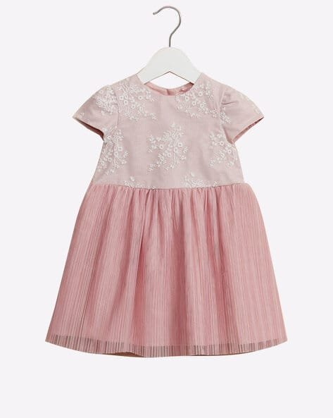 Mothercare Fit & Flare Dress with Floral-Embroidered Bodice
