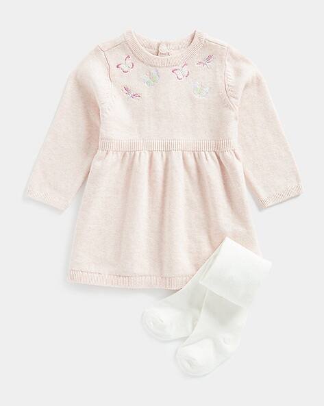 Mothercare Pack of 2 Girls Pink Pretty Lake Full Sleeves Casual Dress & Socks