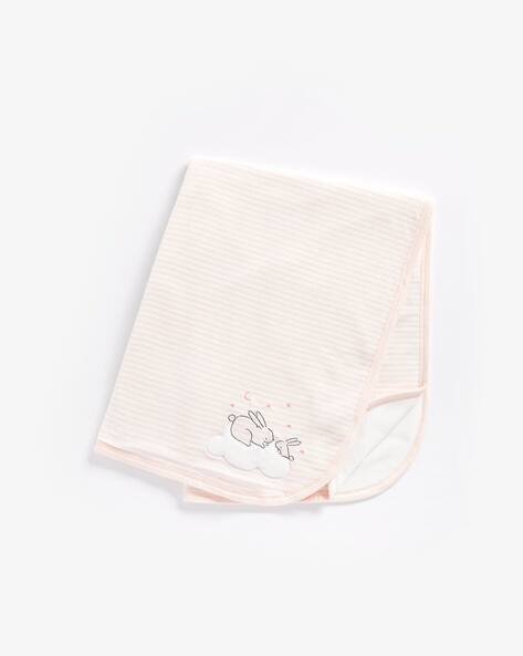 Mothercare Velour Fleece Lined Shawl with Bunny Embroidery