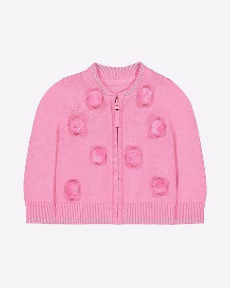 Mothercare Zip-Front Cardigan with Pom-Poms