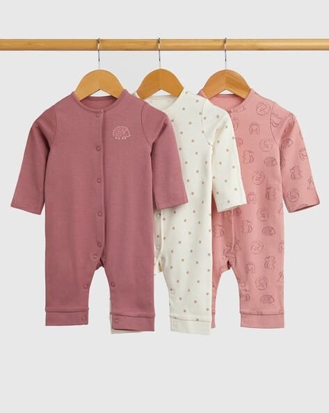 Mothercare Girls Pack of 3 Essentials My First Footless Sleepsuits