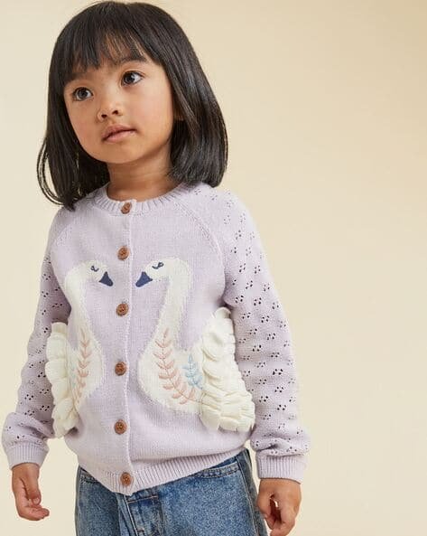 Mothercare Girls Swan Lake Embroidered Sweater