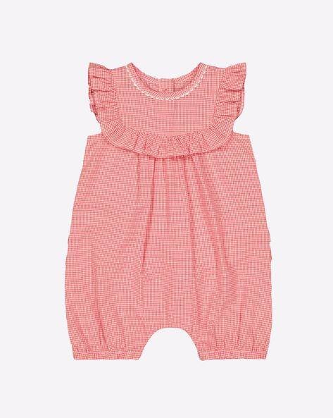 Mothercare Checked Romper with Ruffled Overlay