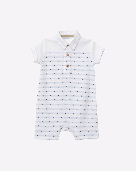 Mothercare Star Print Romper with Polo Collar