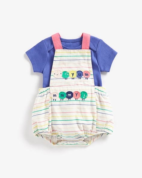 Mothercare Striped Dungarees with Bodysuit