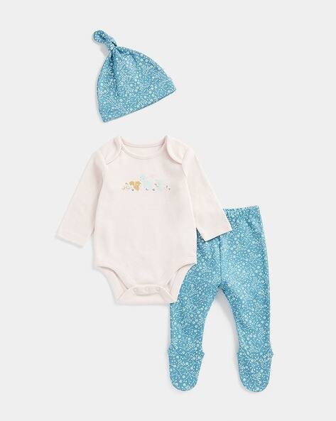 Mothercare Printed Bodysuit & Bootie Pants with Cap