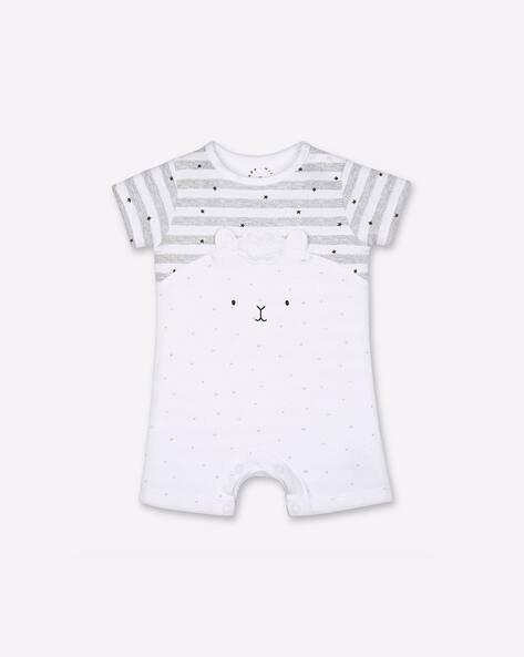 Mothercare Striped Short-Sleeve Rompers with 3D Lamb Ears