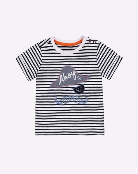 Mothercare Striped Crew-Neck T-shirt with Pirate Appliques