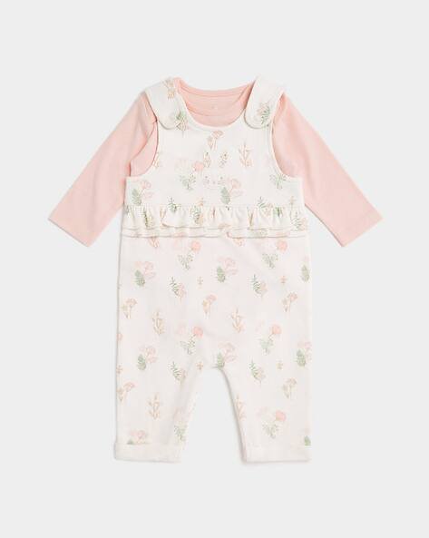 Mothercare Floral Print Dungaree with Bodysuit