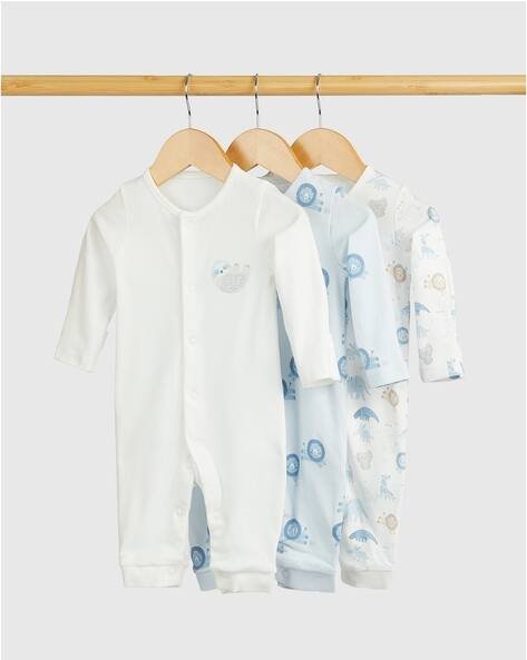 Mothercare Boys Pack of 3 Printed Cotton Rompers