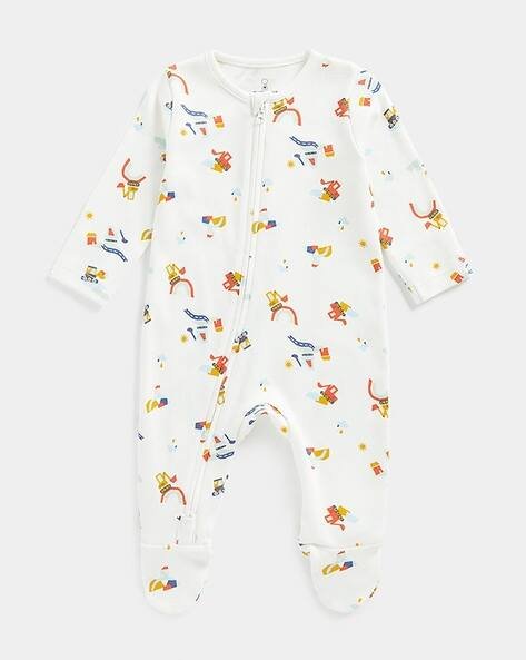 Mothercare Boys Printed Zip-Up Sleepsuit