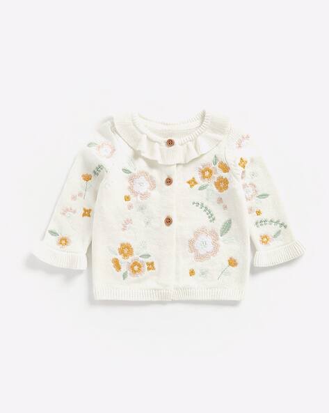 Mothercare Embroidered Cardigan with Frilled Neckline