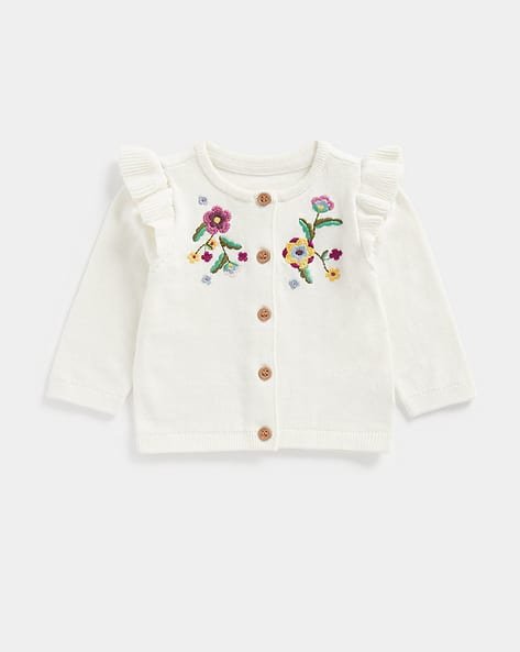 Mothercare Floral Embroidered Cardigan with Frill Detail