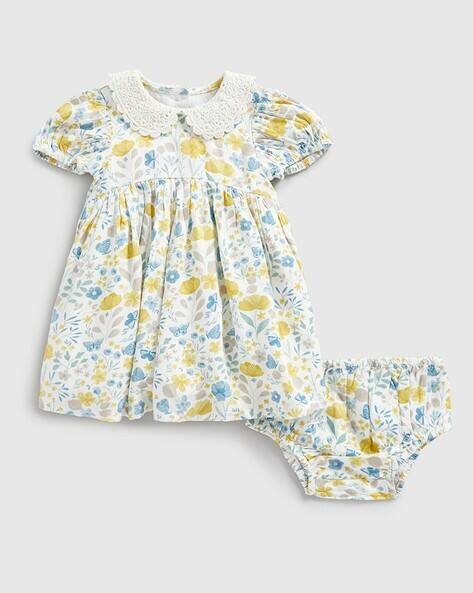 Mothercare Girls Floral Print A-Line Dress with Panties