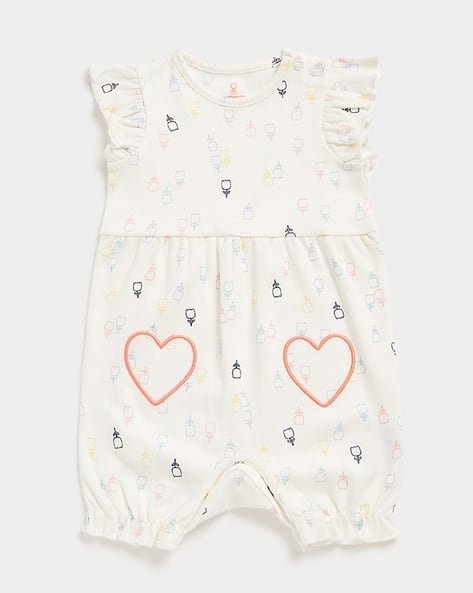 Mothercare Printed Romper with Embroidery