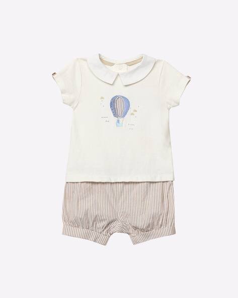 Mothercare Printed Rompers with Peter-Pan Collar
