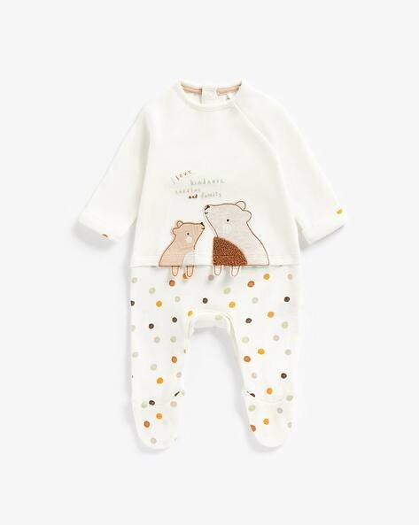 Mothercare Printed Sleepsuit with Embroidery