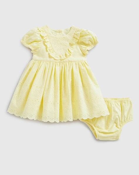 Mothercare Girls Embroidered Fit & Flare Dress with Panties