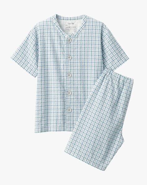 MUJI Side Seamless Seersucker Short-Sleeve Pajamas
